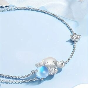 Sanrio Cinnamoroll Silver-Toned Bracelet – Cute Moon & Star Charm Jewelry
